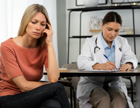 a woman at a doctor's appointment